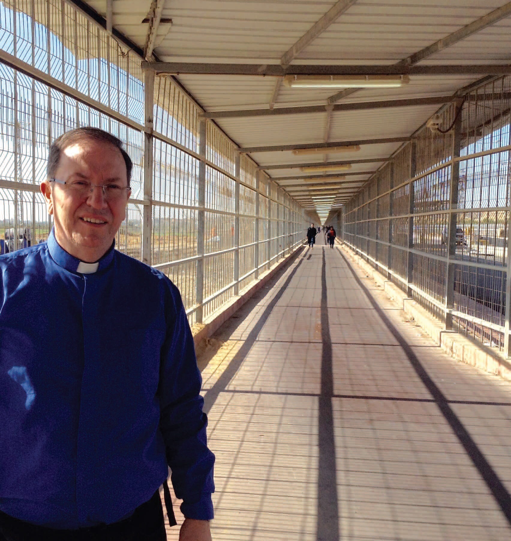 Fr Paul Clayton-Lea at the caged Gaza crossing